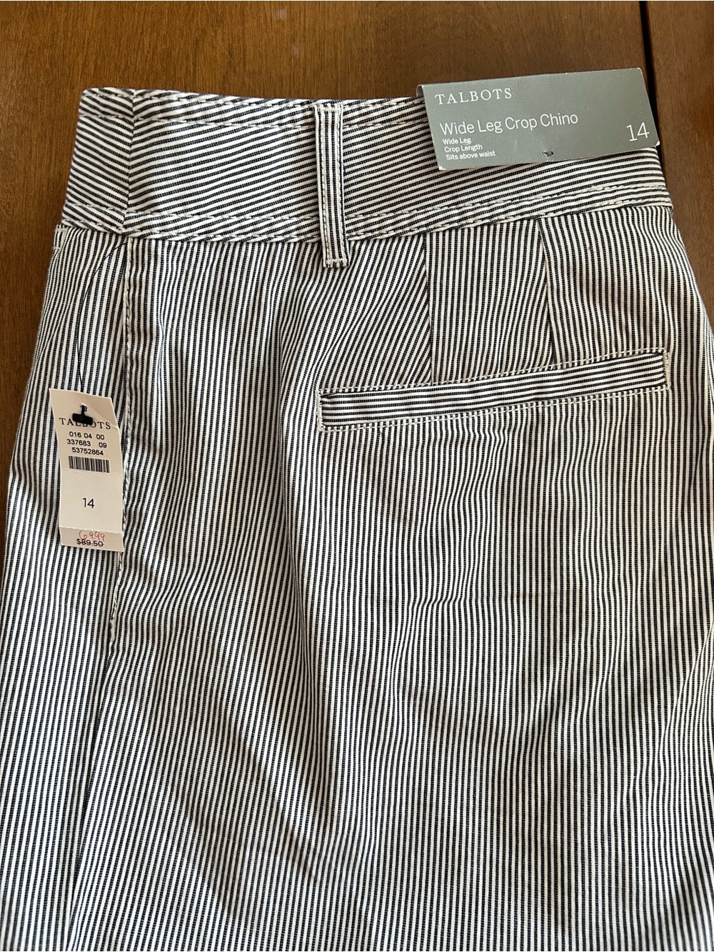 Talbots Striped Wide-Leg Crop Chino in Black and White